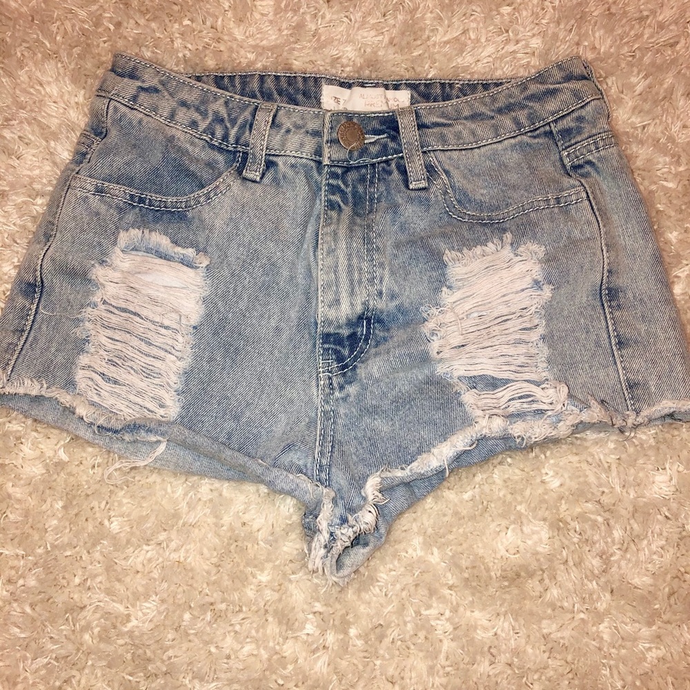 Ripped jean shorts